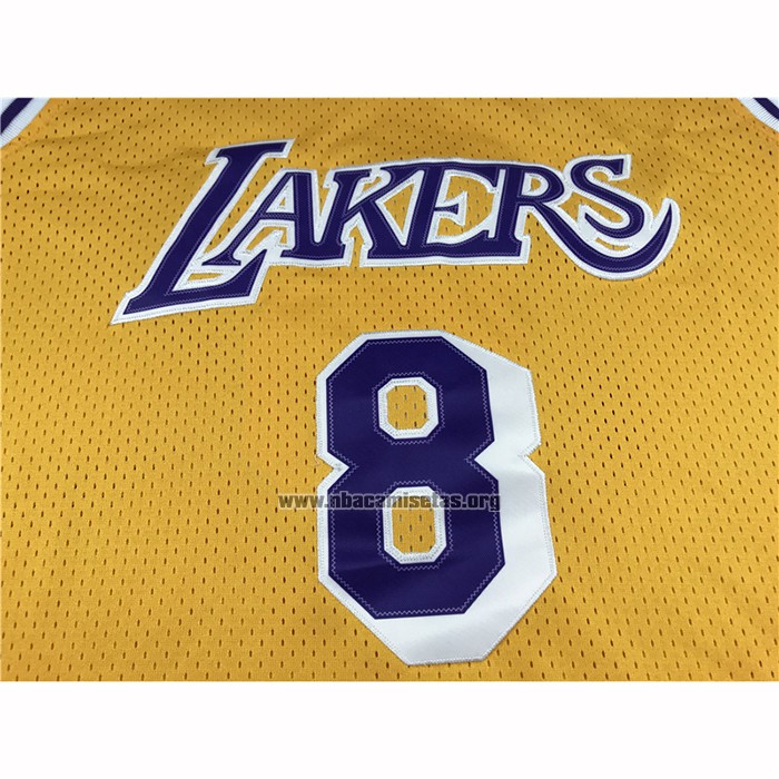 Camiseta Los Angeles Lakers Kobe Bryant NO 8 Hardwood Classics Throwback 1996-97 Amarillo